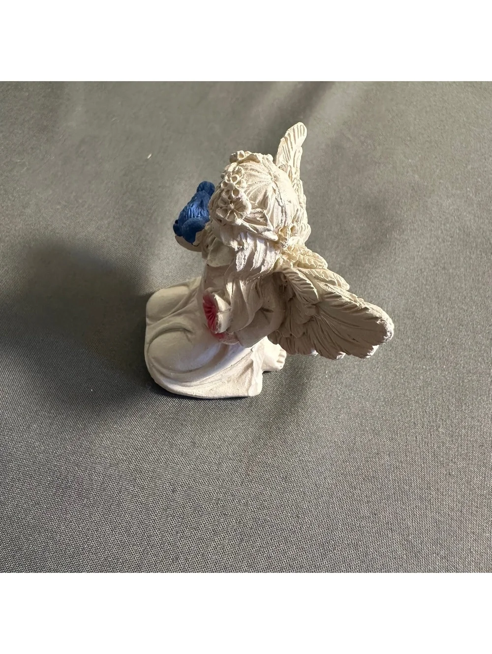 Cute Plastic Angel Cherub Blue Bird and Flower
